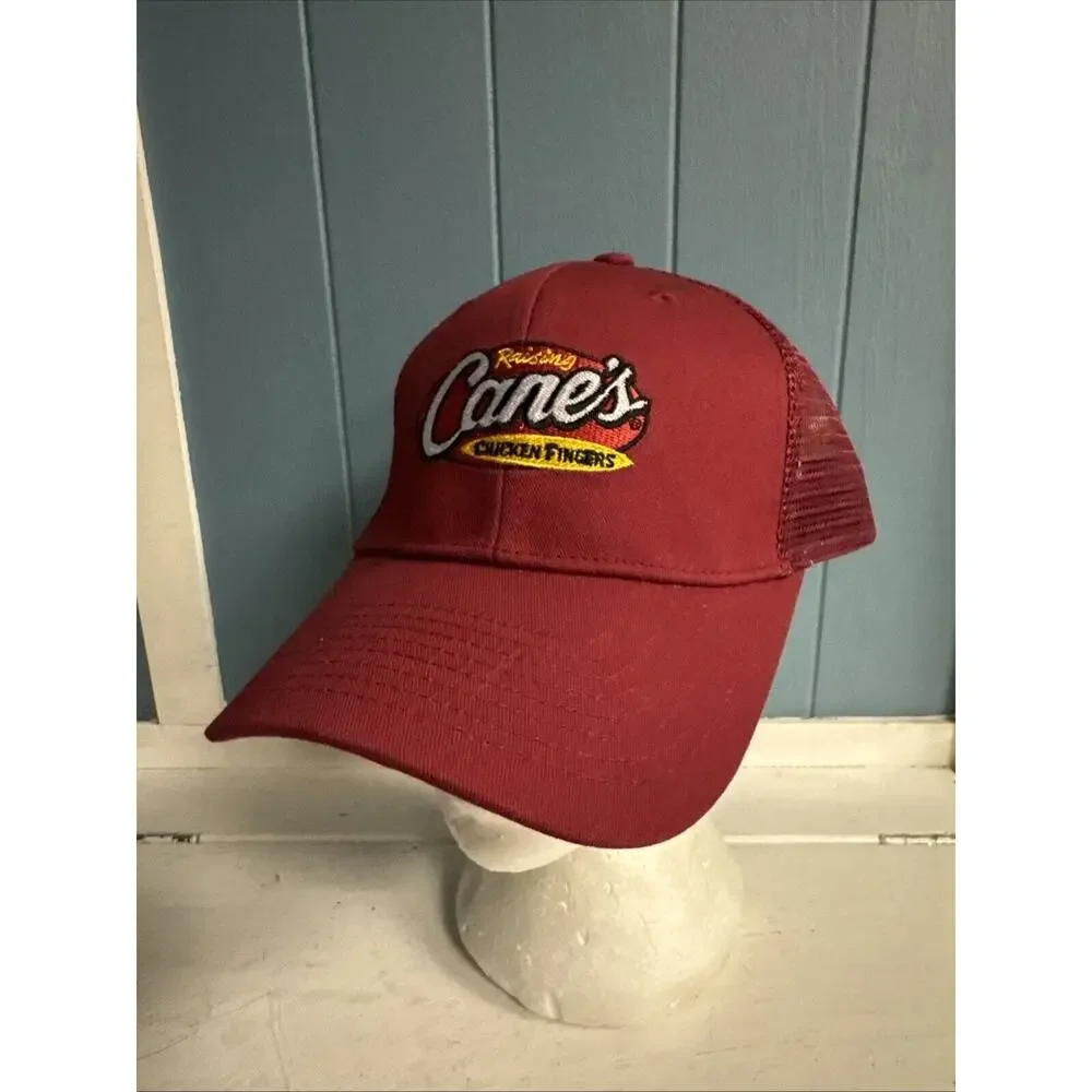 Raising Canes Snapback Trucker Hat Burgundy Adjustable Mesh Employee‎ Cap